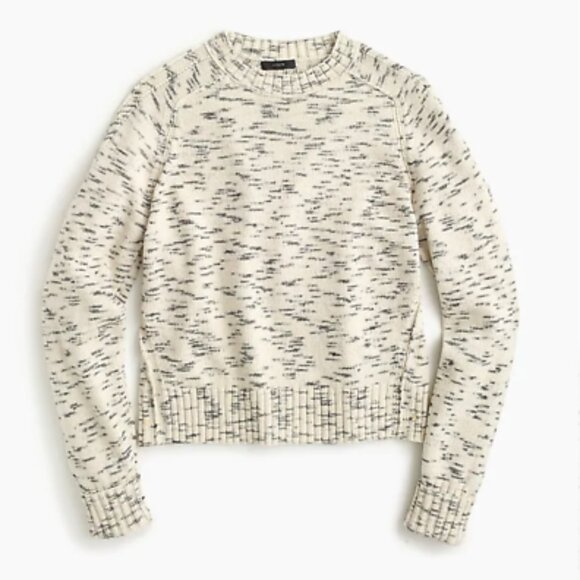 J. Crew Speckled Cotton Sweater (Ivory) M - Picture 2 of 11